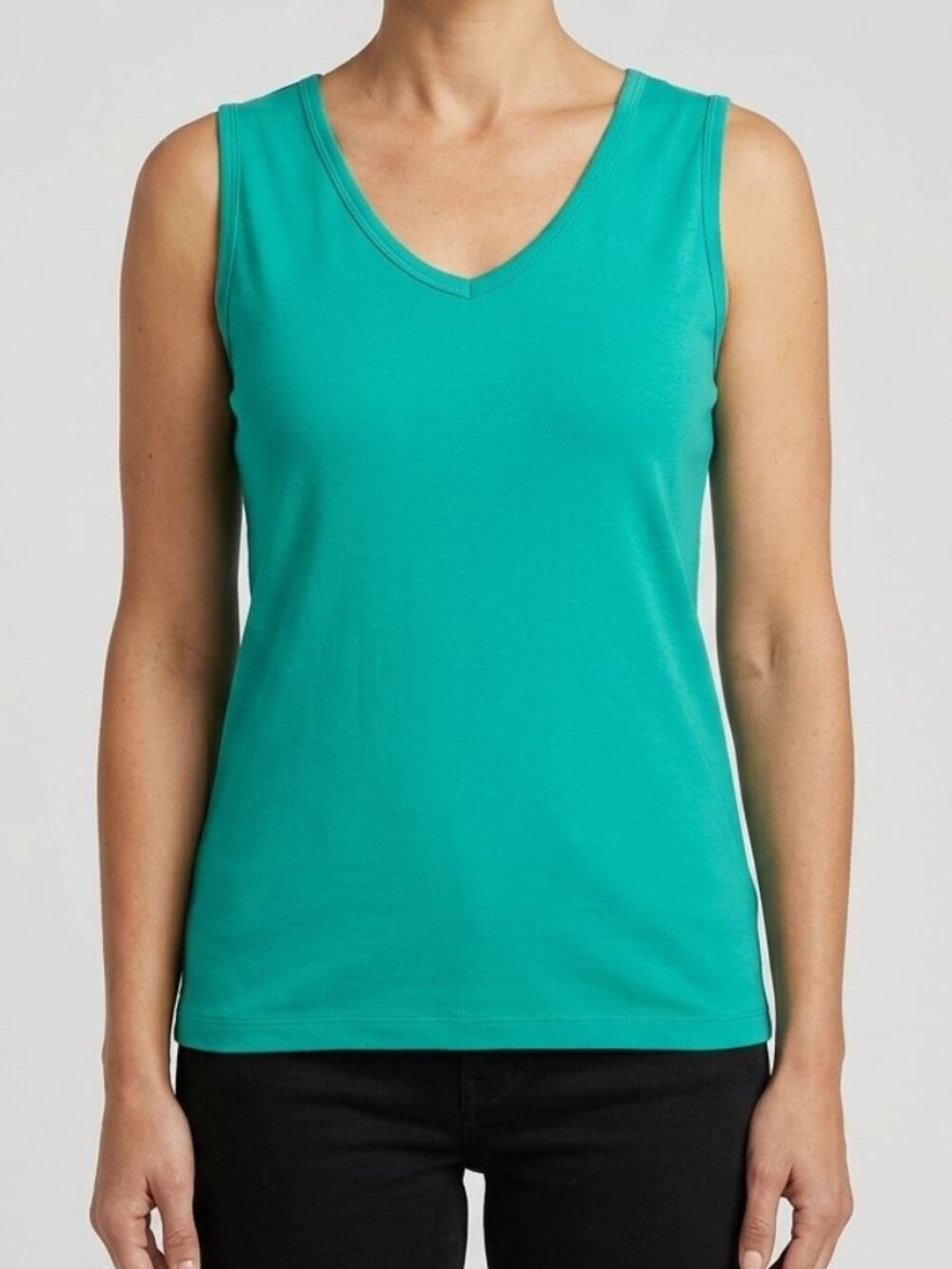 Green Sleeveless Tank Top Cotton Denver Hayes Large